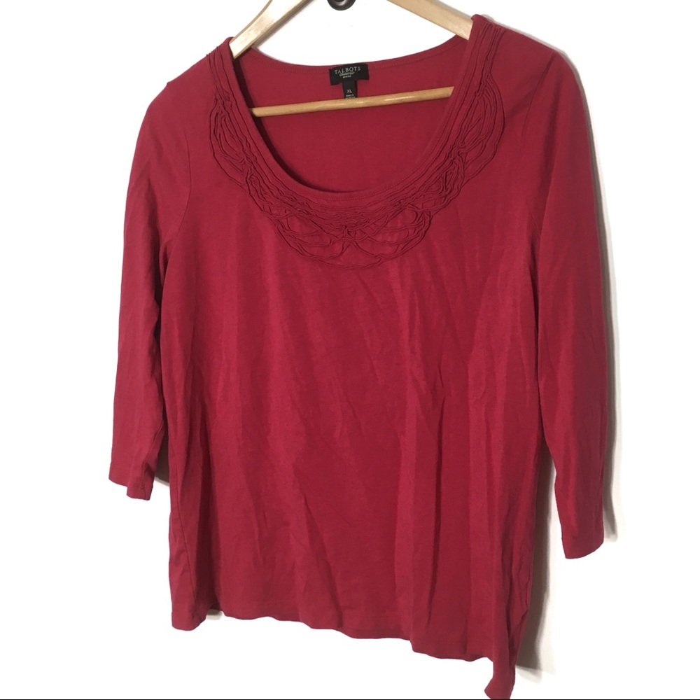 Talbots Red Long Sleeve Scoop Neck Tee